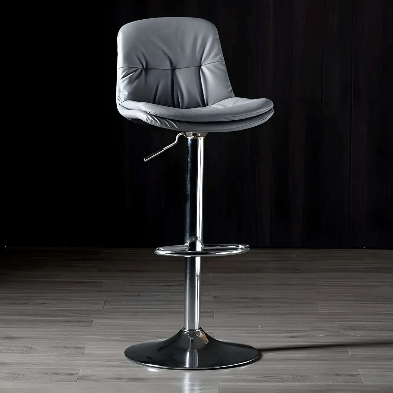 Adjustable Leather Low Back Swivel Bar Stool | HomeyFad
