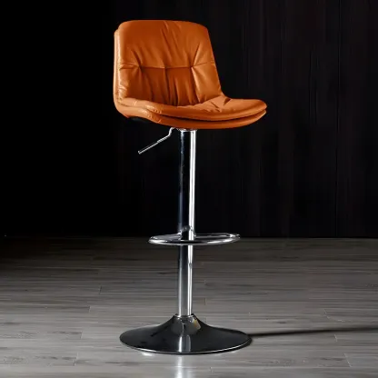 Adjustable Leather Low Back Swivel Bar Stool Image - 83