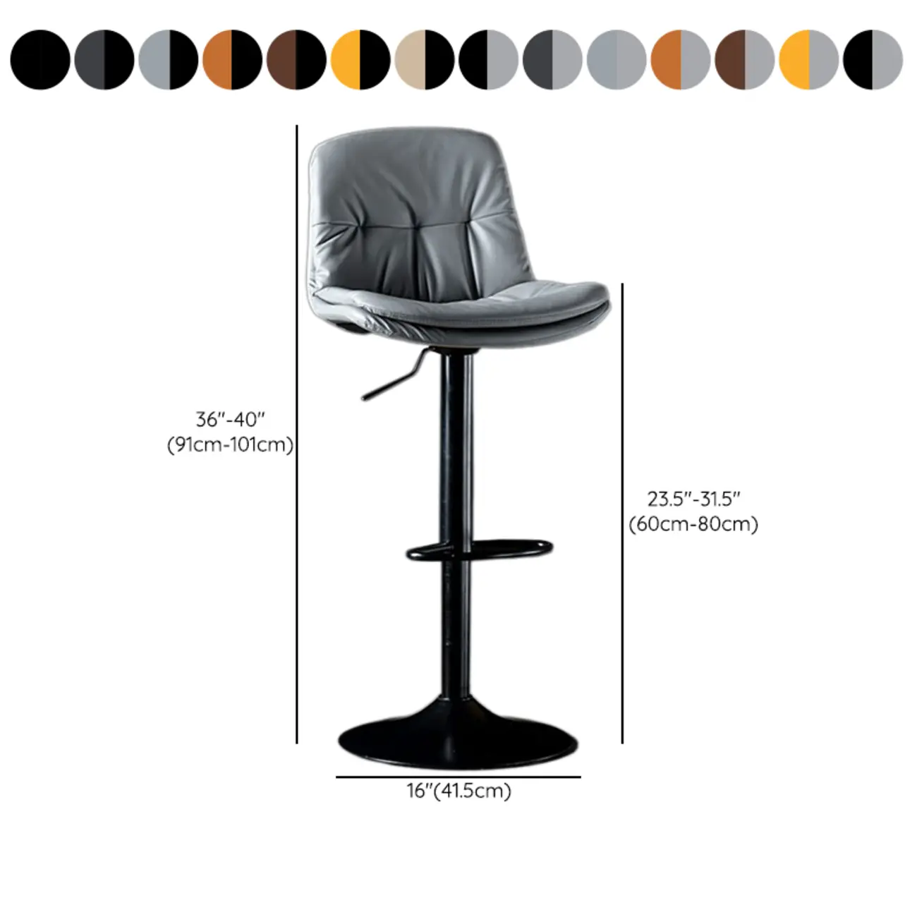 Adjustable Leather Low Back Swivel Bar Stool #size | homeyfad