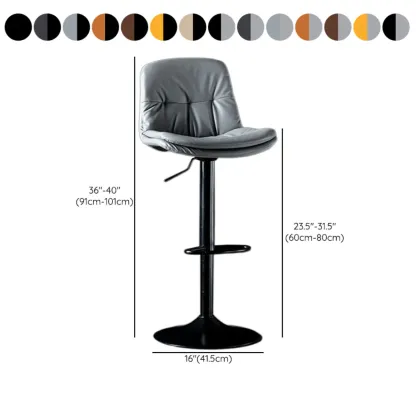 Adjustable Leather Low Back Swivel Bar Stool #size