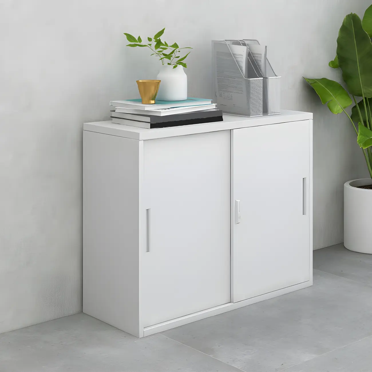Durable White Steel Filing Cabinet with Shelves for Office Storage Image - 2 | homeyfad