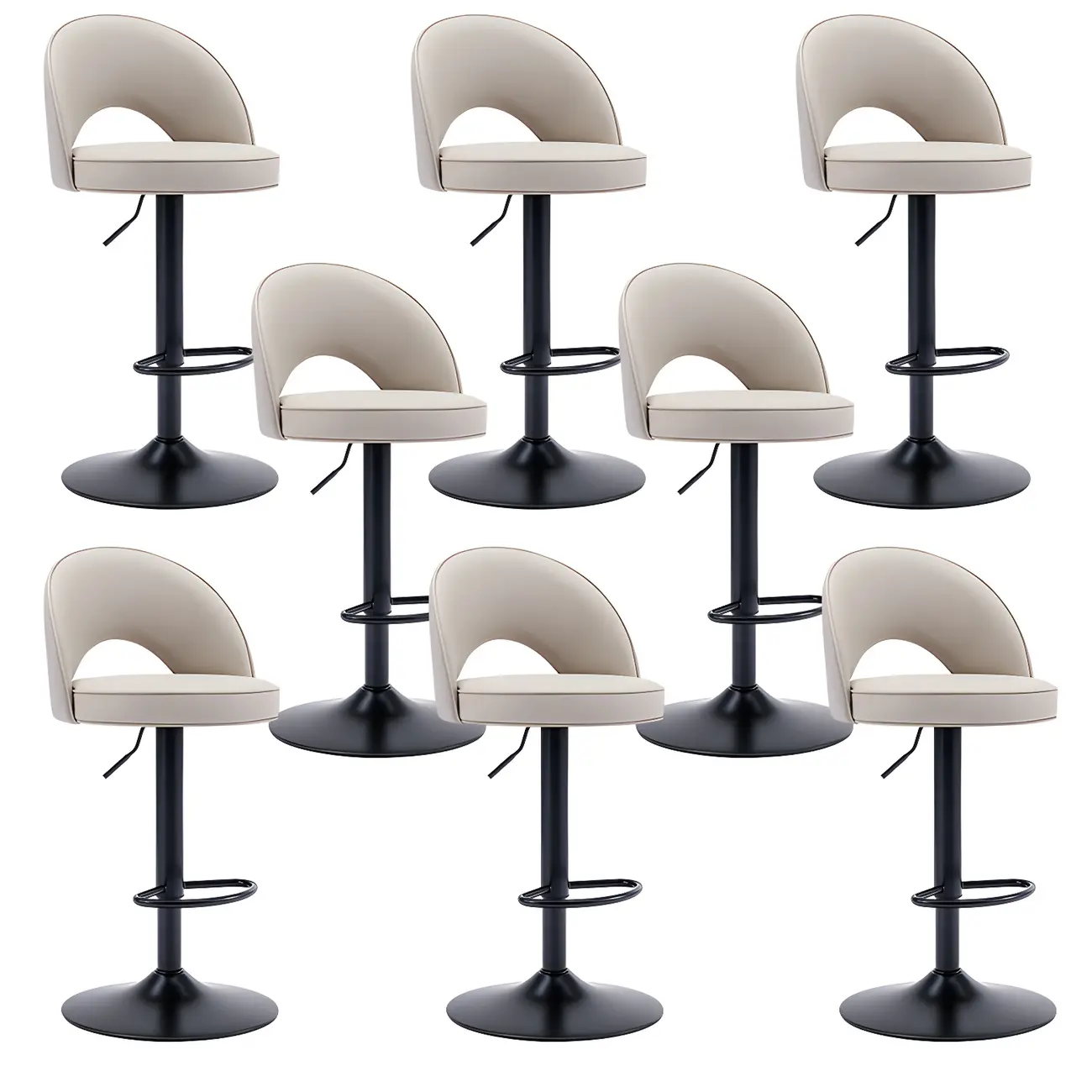 Round Adjustable Faux Leather Swivel Low Back Bar Stools Image - 12 | homeyfad
