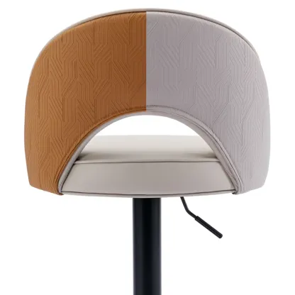 Round Adjustable Faux Leather Swivel Low Back Bar Stools Image - 7