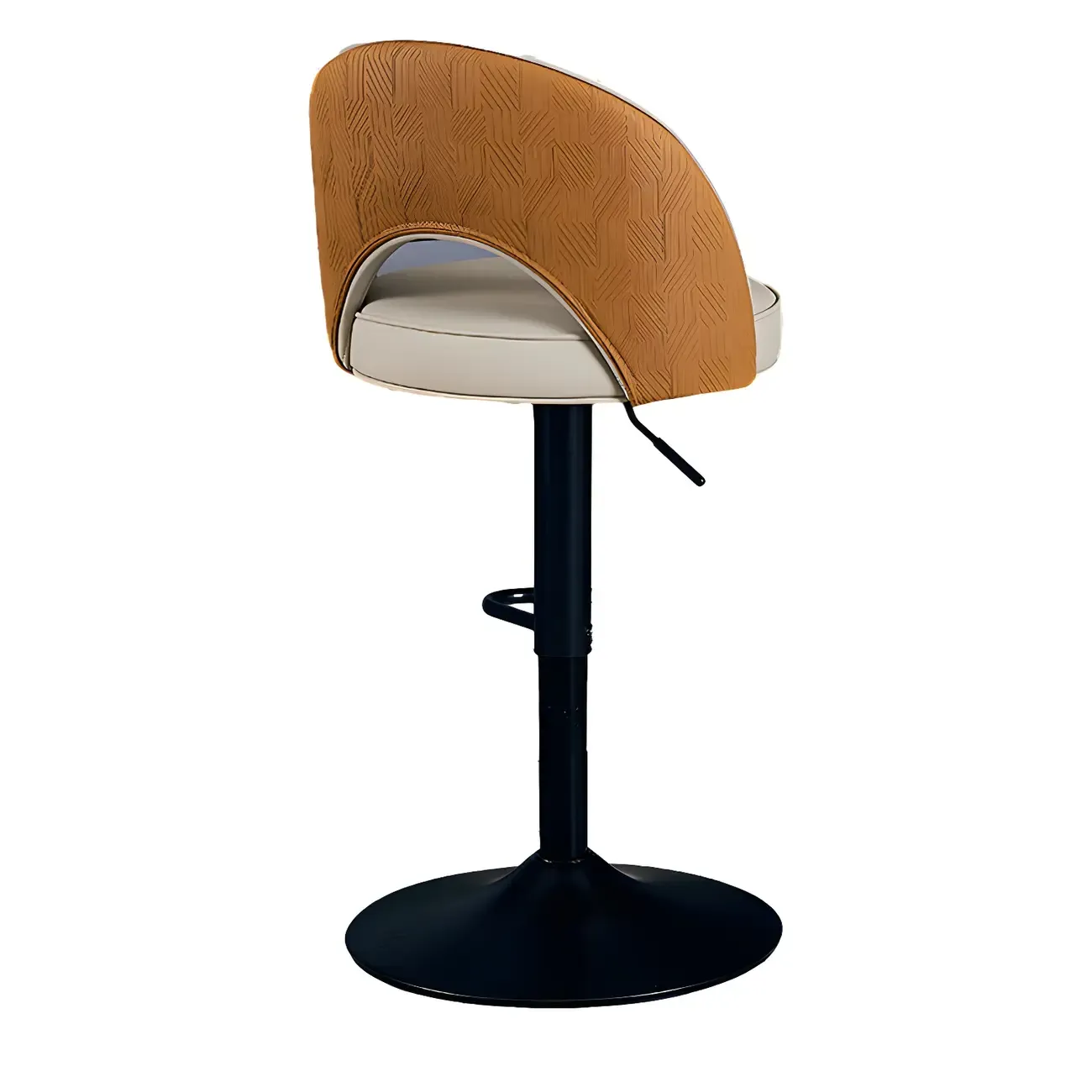 Round Adjustable Faux Leather Swivel Low Back Bar Stools Image - 19