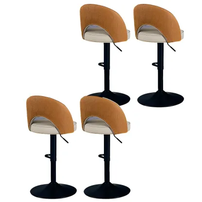 Round Adjustable Faux Leather Swivel Low Back Bar Stools Image - 21