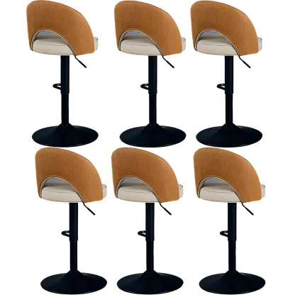 Round Adjustable Faux Leather Swivel Low Back Bar Stools Image - 22