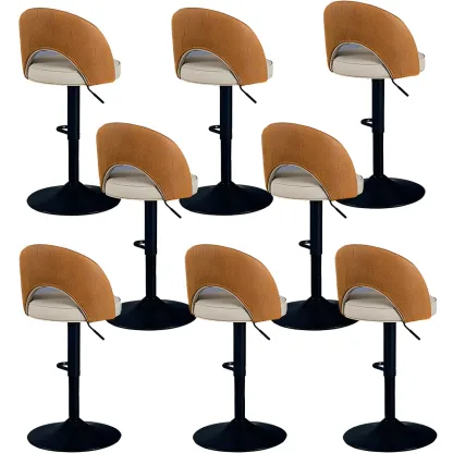 Round Adjustable Faux Leather Swivel Low Back Bar Stools Image - 23