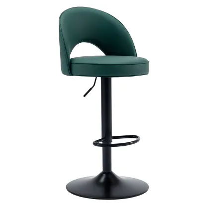 Round Adjustable Faux Leather Swivel Low Back Bar Stools Image - 24