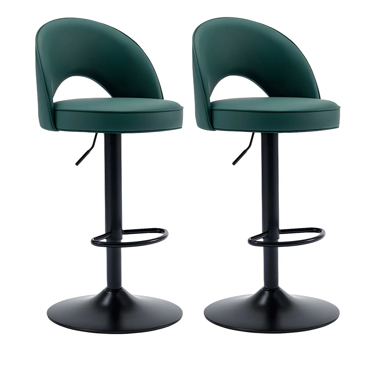 Round Adjustable Faux Leather Swivel Low Back Bar Stools Image - 25 | homeyfad