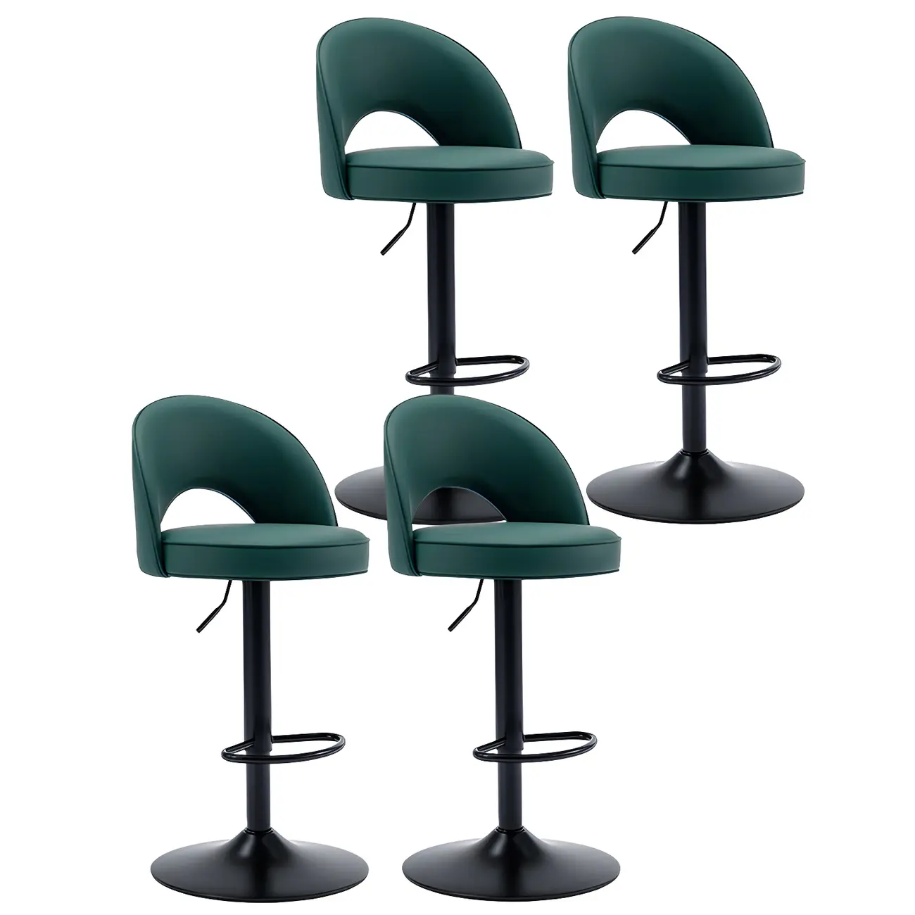 Round Adjustable Faux Leather Swivel Low Back Bar Stools Image - 26 | homeyfad