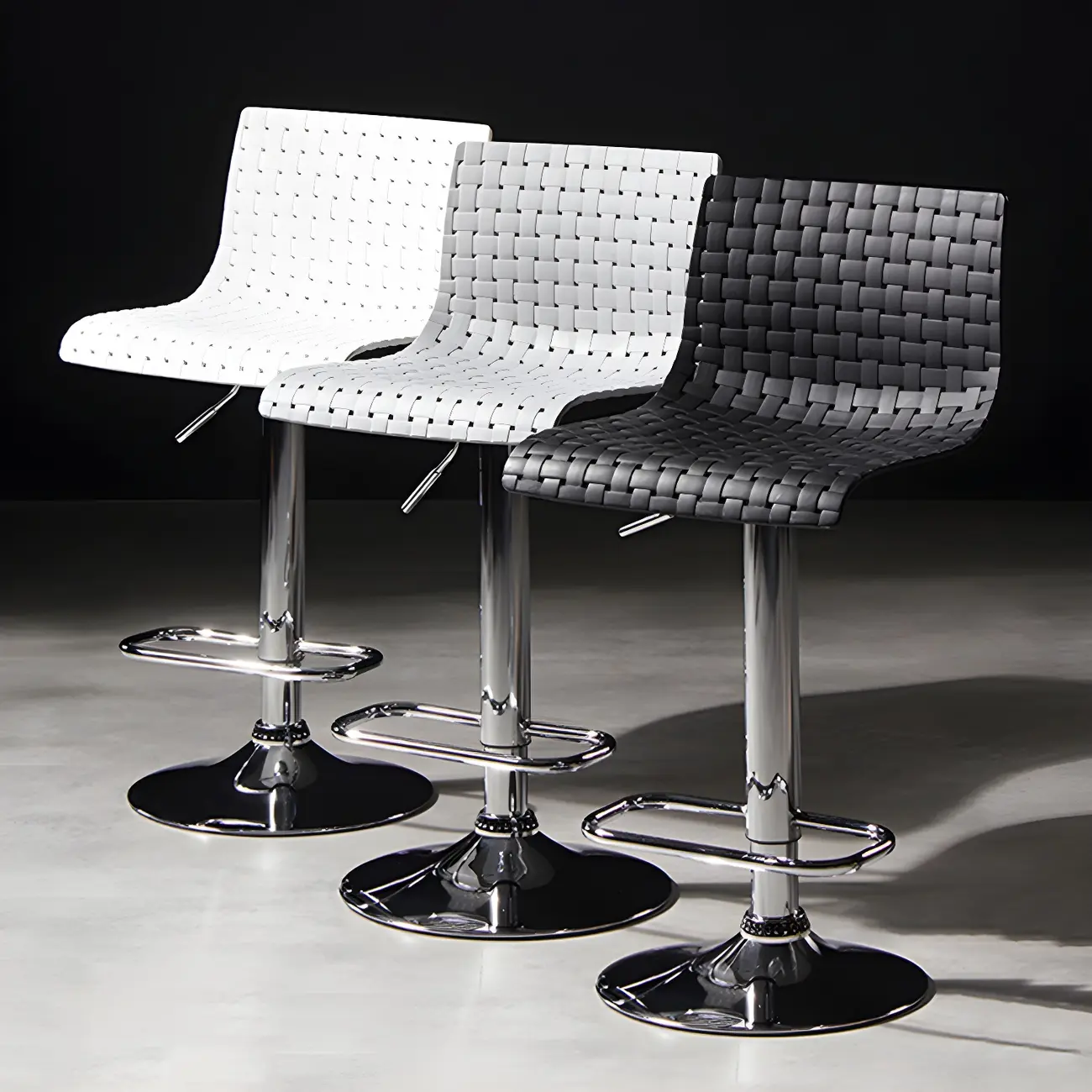 Elegant Plastic Adjustable Swivel Bar Stools with Back for Home Image - 2 | homeyfad