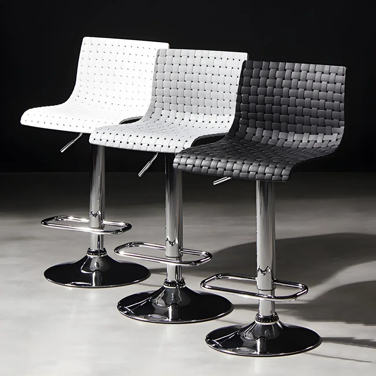 Elegant Plastic Adjustable Swivel Bar Stools with Back for Home Image - 2