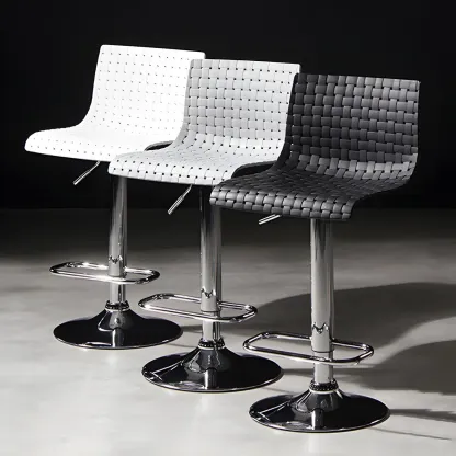 Elegant Plastic Adjustable Swivel Bar Stools with Back for Home Image - 2