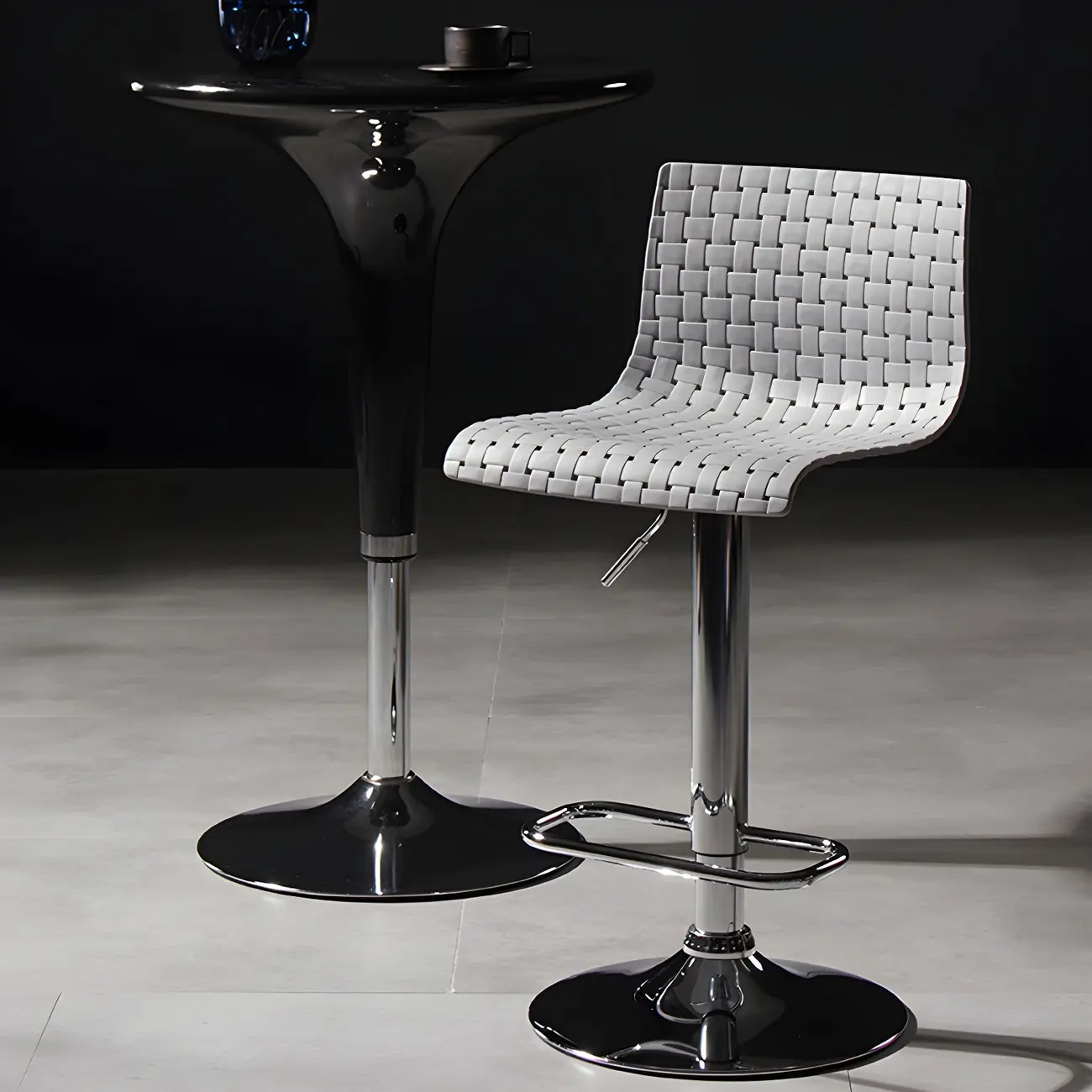 Elegant Plastic Adjustable Swivel Bar Stools with Back for Home Image - 1 | homeyfad