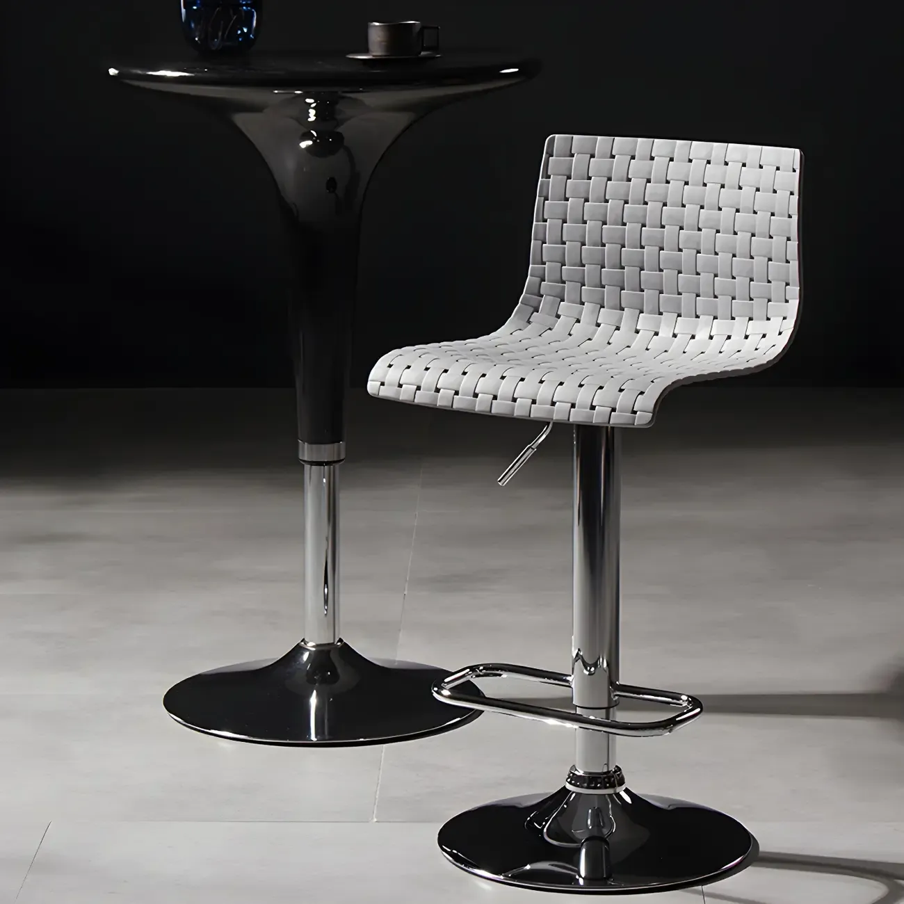 Elegant Plastic Adjustable Swivel Bar Stools with Back for Home Image - 1