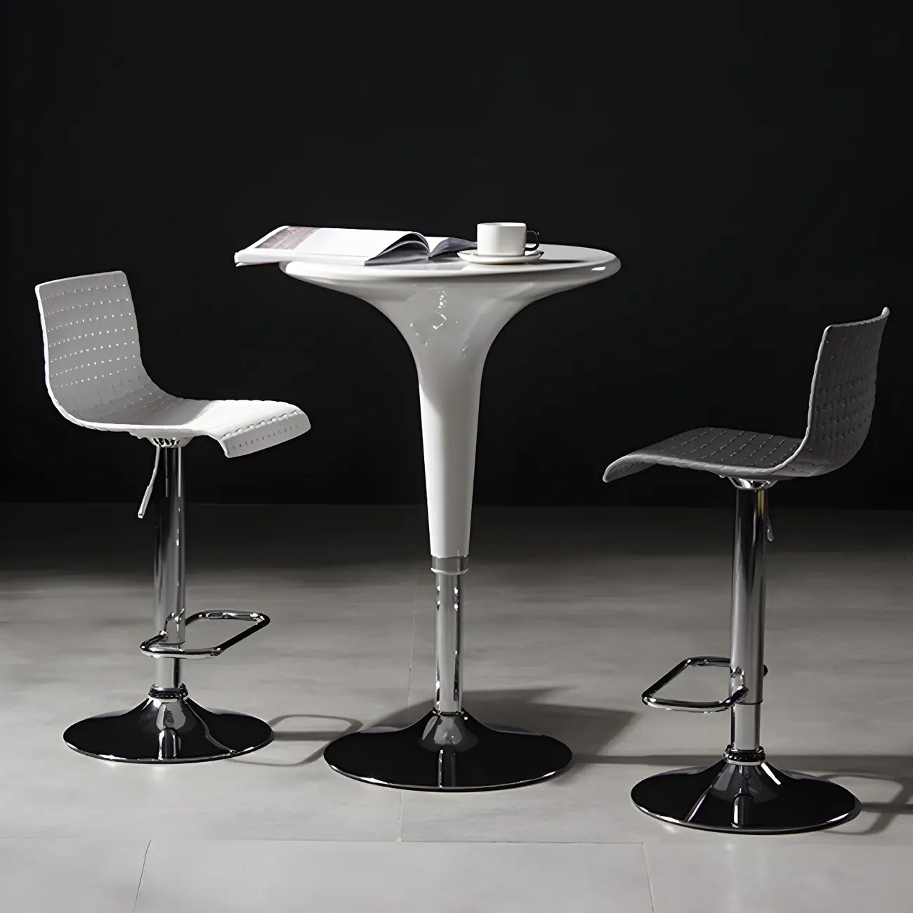 Elegant Plastic Adjustable Swivel Bar Stools with Back for Home Image - 3 | homeyfad