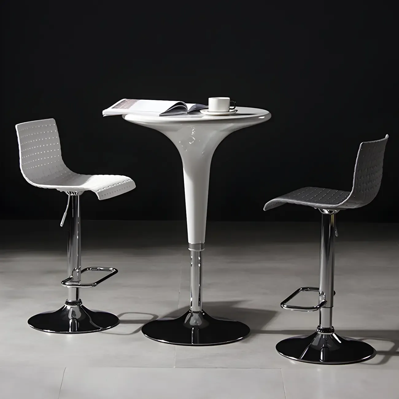 Elegant Plastic Adjustable Swivel Bar Stools with Back for Home Image - 3