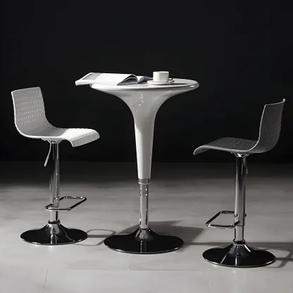 Elegant Plastic Adjustable Swivel Bar Stools with Back for Home Image - 3