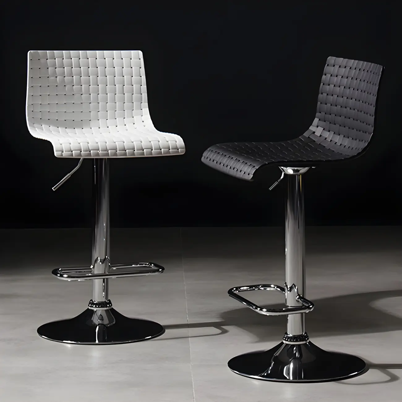 Elegant Plastic Adjustable Swivel Bar Stools with Back for Home Image - 20 | homeyfad