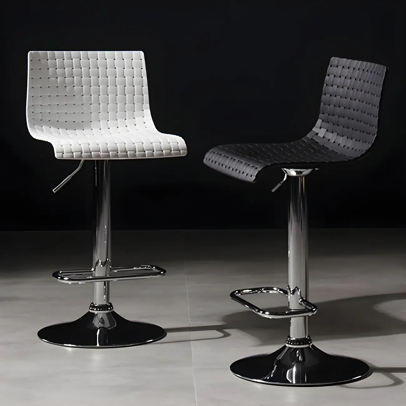 Elegant Plastic Adjustable Swivel Bar Stools with Back for Home Image - 20