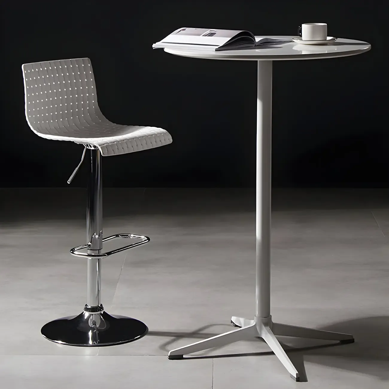 Elegant Plastic Adjustable Swivel Bar Stools with Back for Home Image - 21