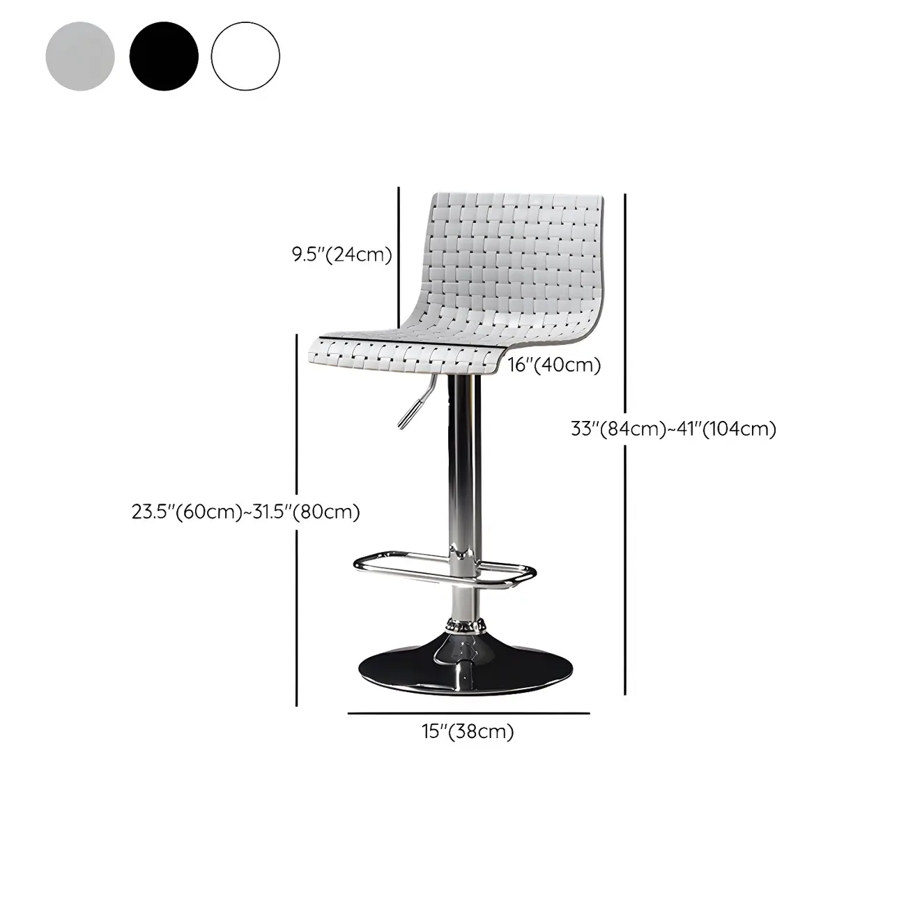 Elegant Plastic Adjustable Swivel Bar Stools with Back for Home #size