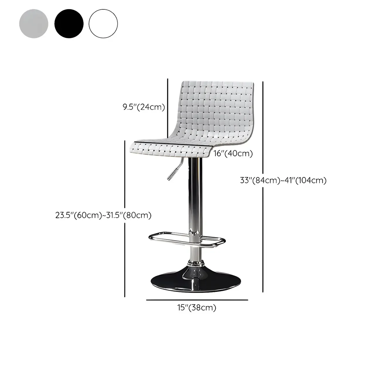 Elegant Plastic Adjustable Swivel Bar Stools with Back for Home #size