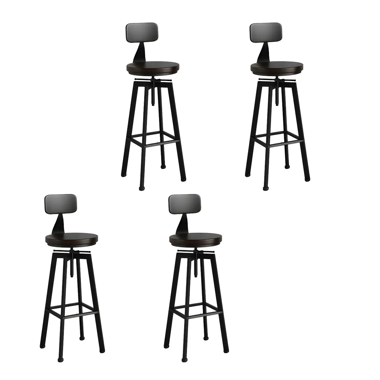 Industrial Natural Wooden Bar Stools with Adjustable Seat Height Image - 5 | homeyfad