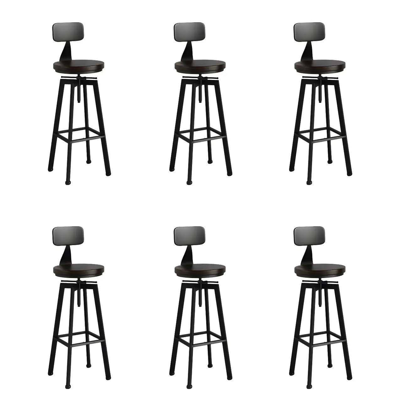 Industrial Natural Wooden Bar Stools with Adjustable Seat Height Image - 6 | homeyfad