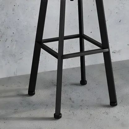 Industrial Natural Wooden Bar Stools with Adjustable Seat Height Image - 17