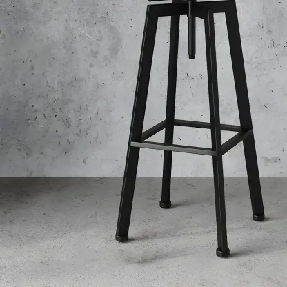 Industrial Natural Wooden Bar Stools with Adjustable Seat Height Image - 20