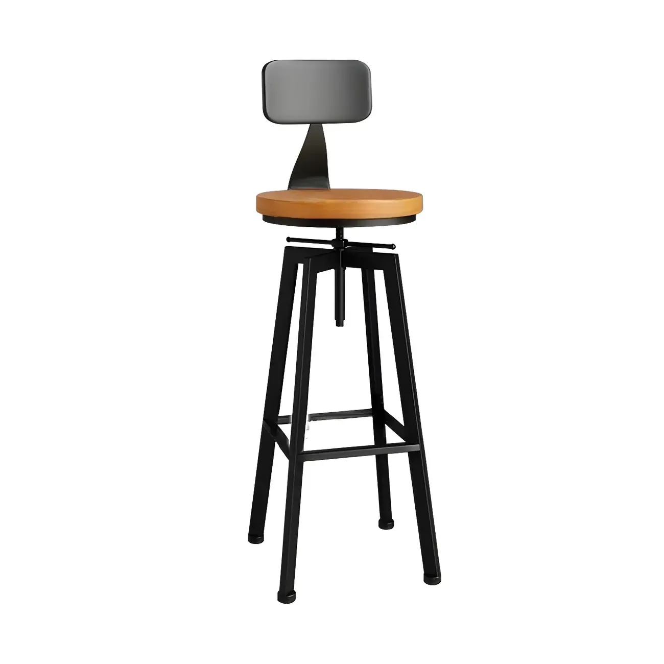 Industrial Natural Wooden Bar Stools with Adjustable Seat Height Image - 33