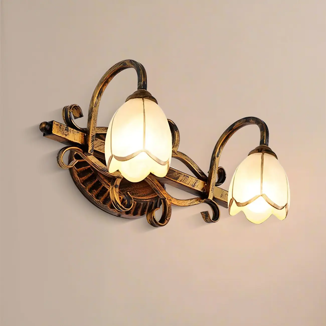 Romantic Brass 3 Head Floral Wall Lamp for Bedroom Decor Image - 4 | homeyfad