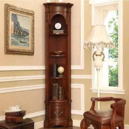 Traditional Solid Wood Brown Display Bookcase Image - 3