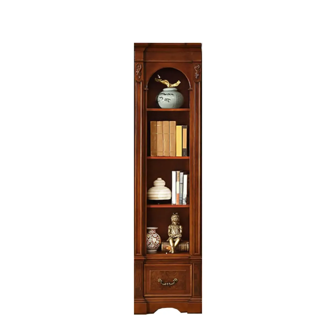 Traditional Solid Wood Brown Display Bookcase Image - 4