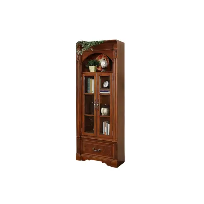 Traditional Solid Wood Brown Display Bookcase Image - 5