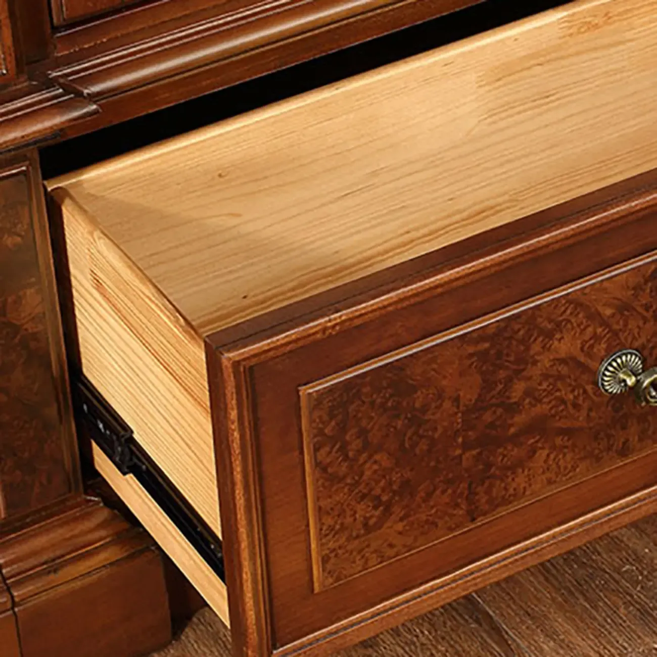 Traditional Solid Wood Brown Display Bookcase Image - 10