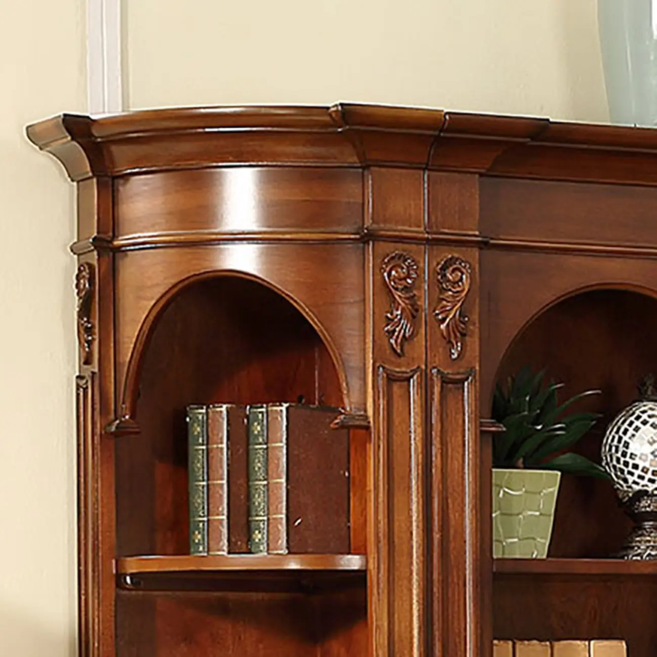Traditional Solid Wood Brown Display Bookcase Image - 12 | homeyfad