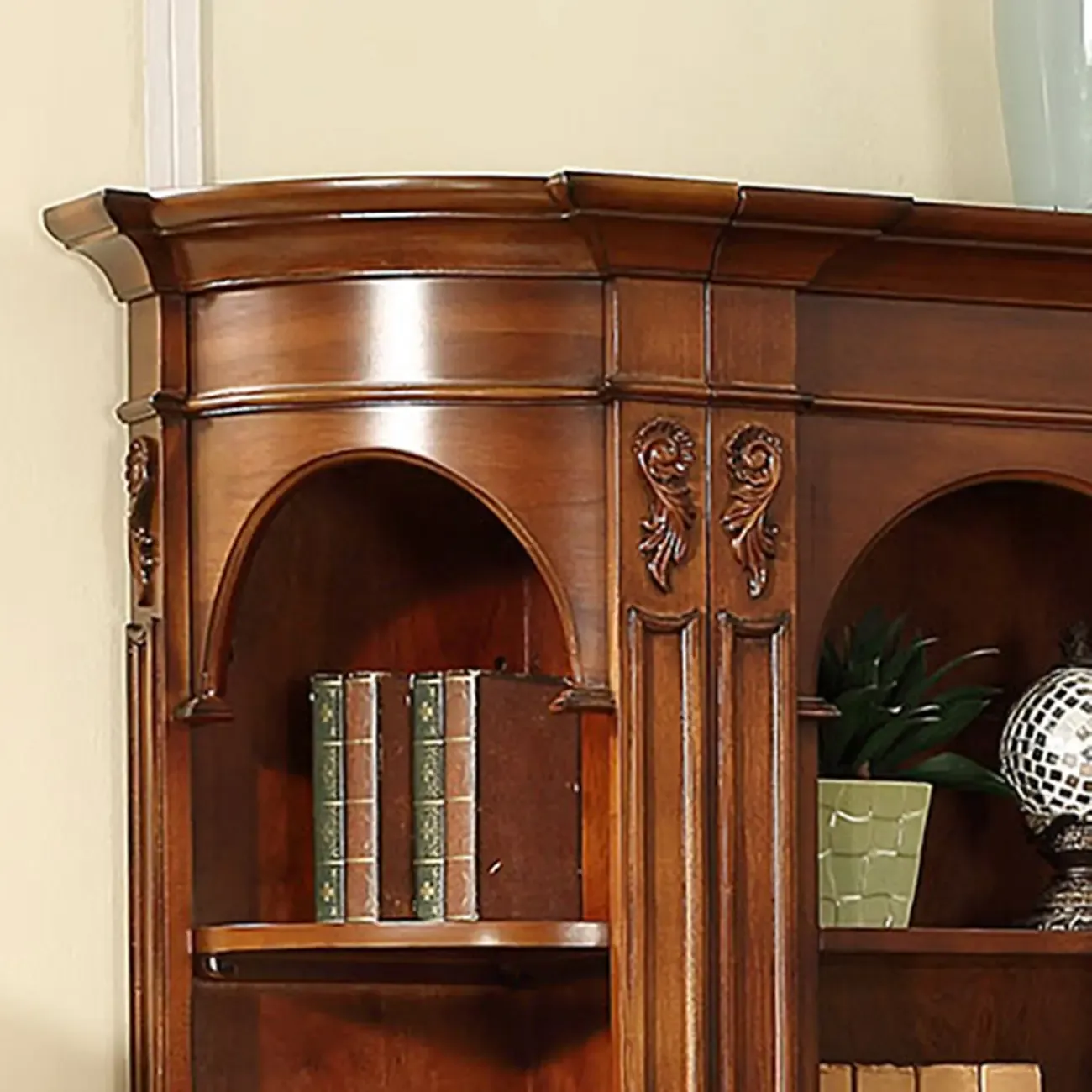 Traditional Solid Wood Brown Display Bookcase Image - 12
