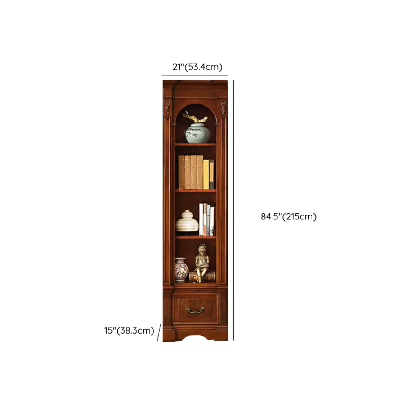 Traditional Solid Wood Brown Display Bookcase Image - 14 | homeyfad