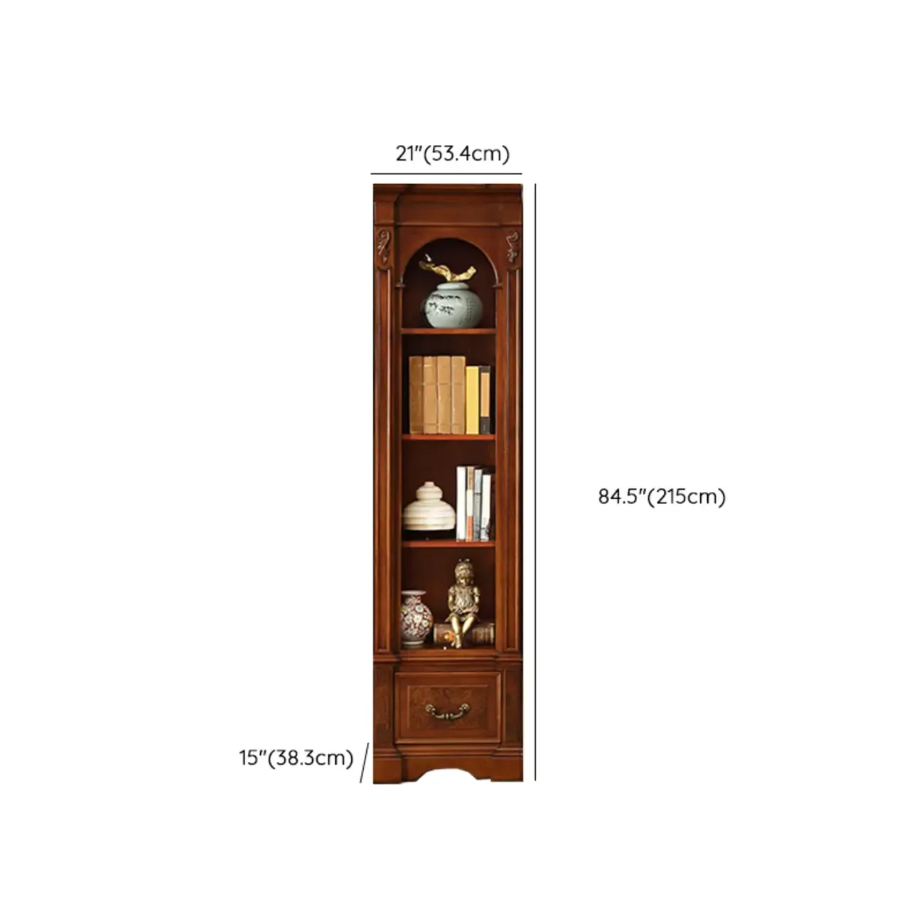 Traditional Solid Wood Brown Display Bookcase Image - 14