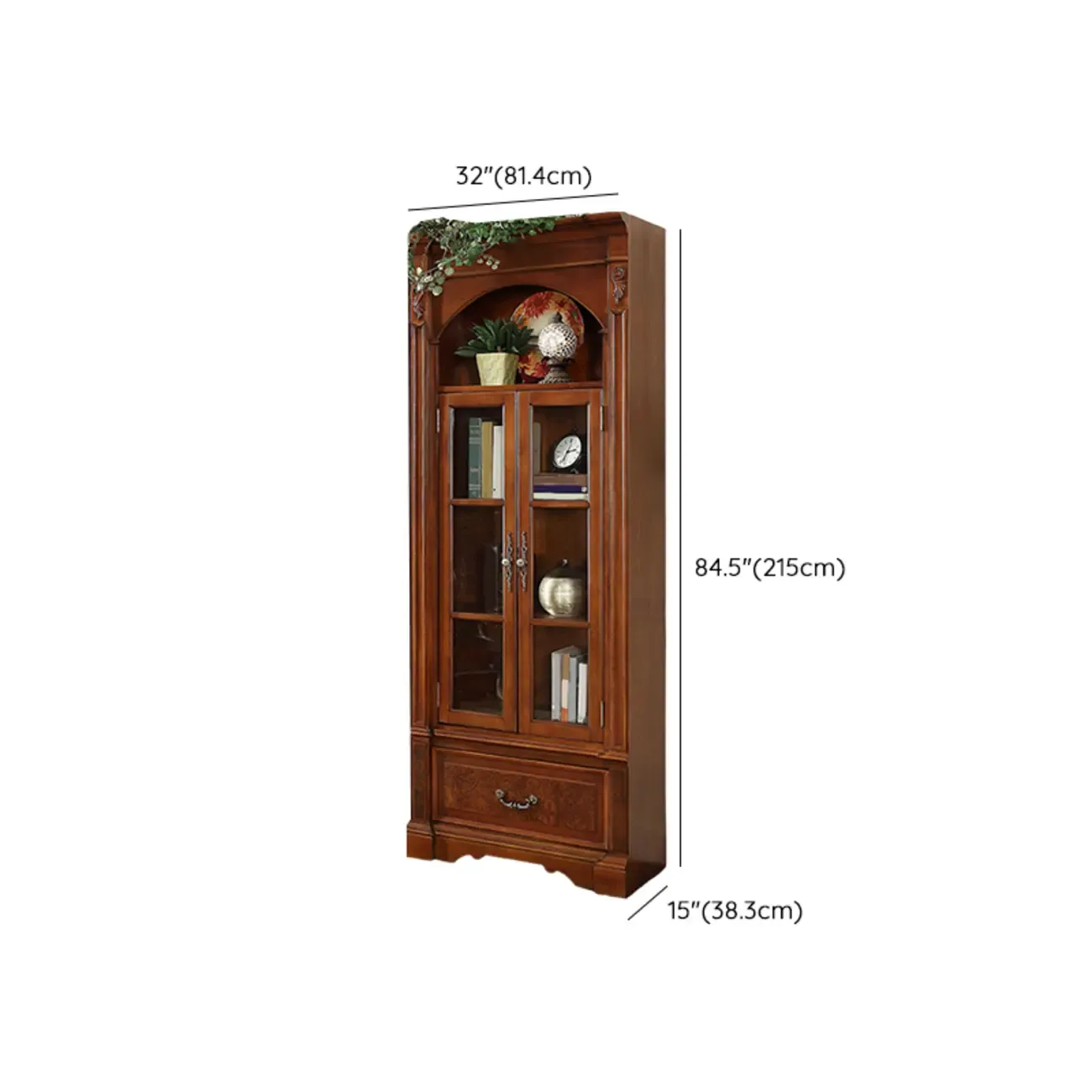 Traditional Solid Wood Brown Display Bookcase Image - 15