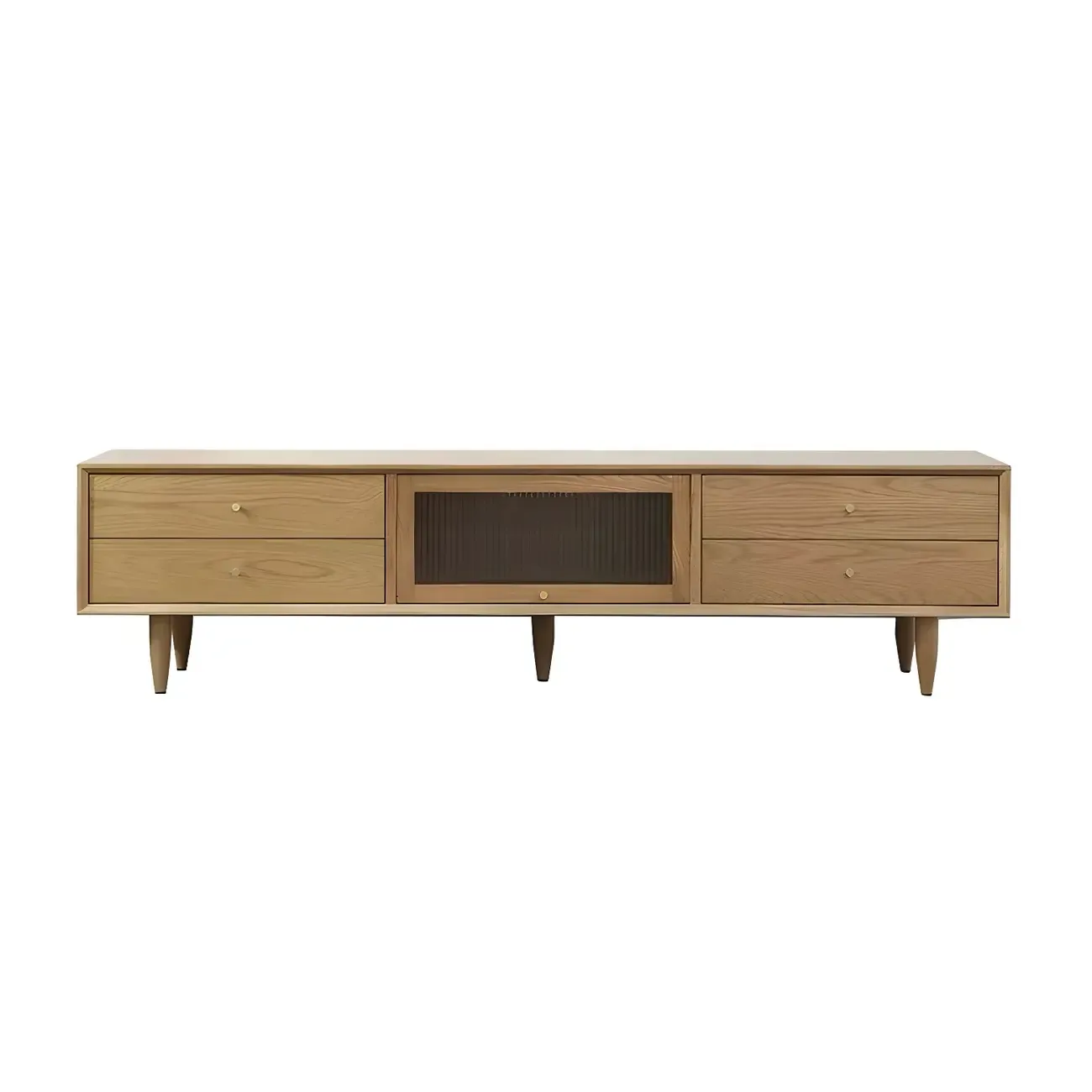 Durable Cherry Wooden TV Stand with Drawers for Living Room Image - 4