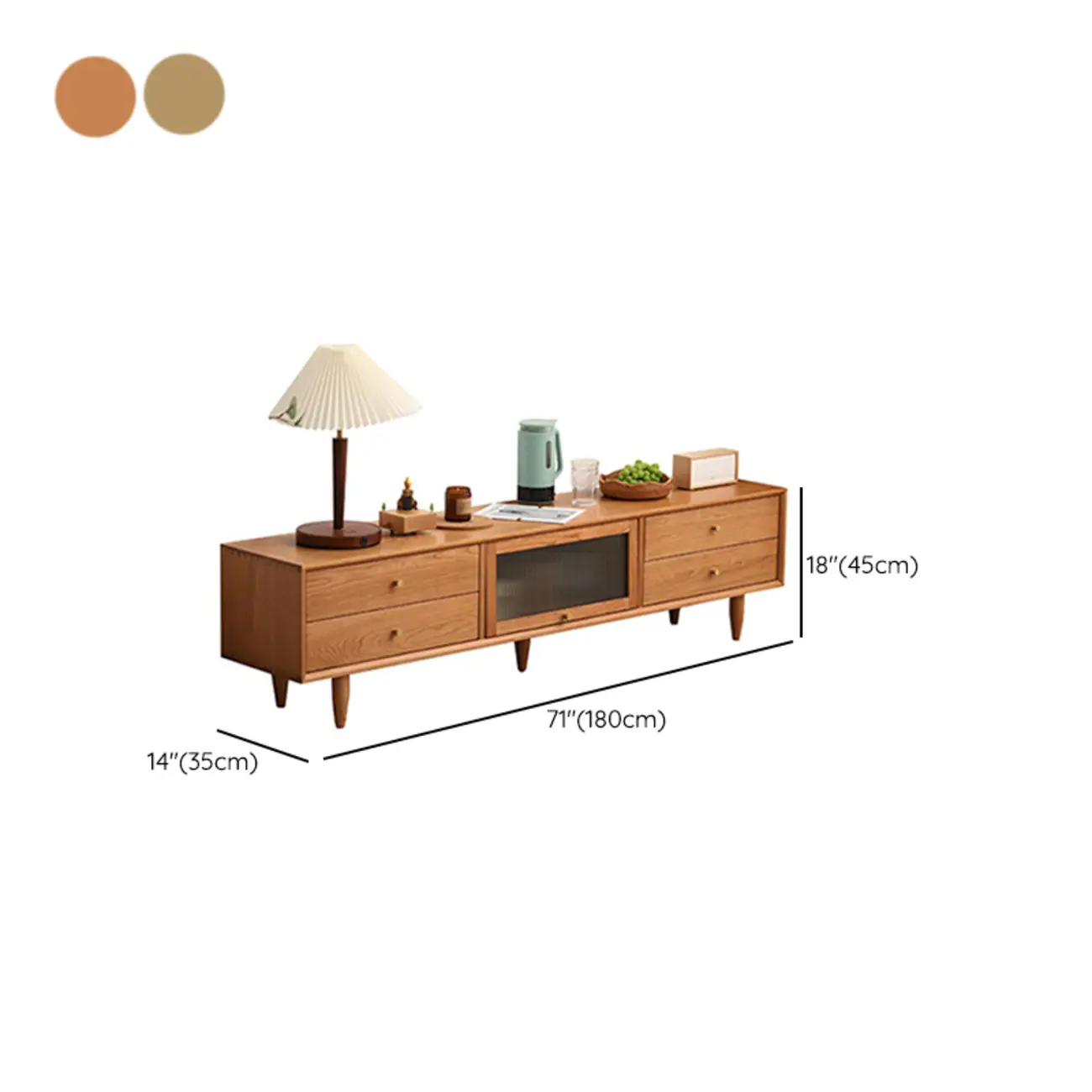 Durable Cherry Wooden TV Stand with Drawers for Living Room Image - 15 | homeyfad