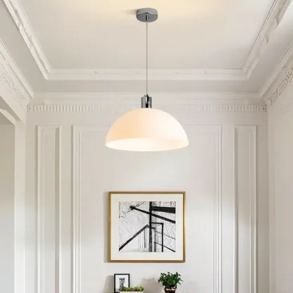 Nordic Cream Glass Dome LED Pendant Light for Living Room Image - 1