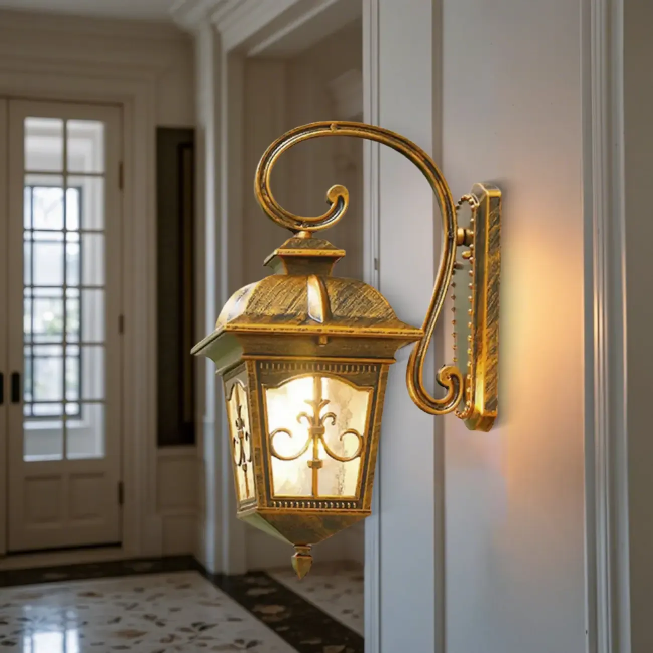 Vintage Aluminum Bronze Curved Arm Wall Light Image - 1