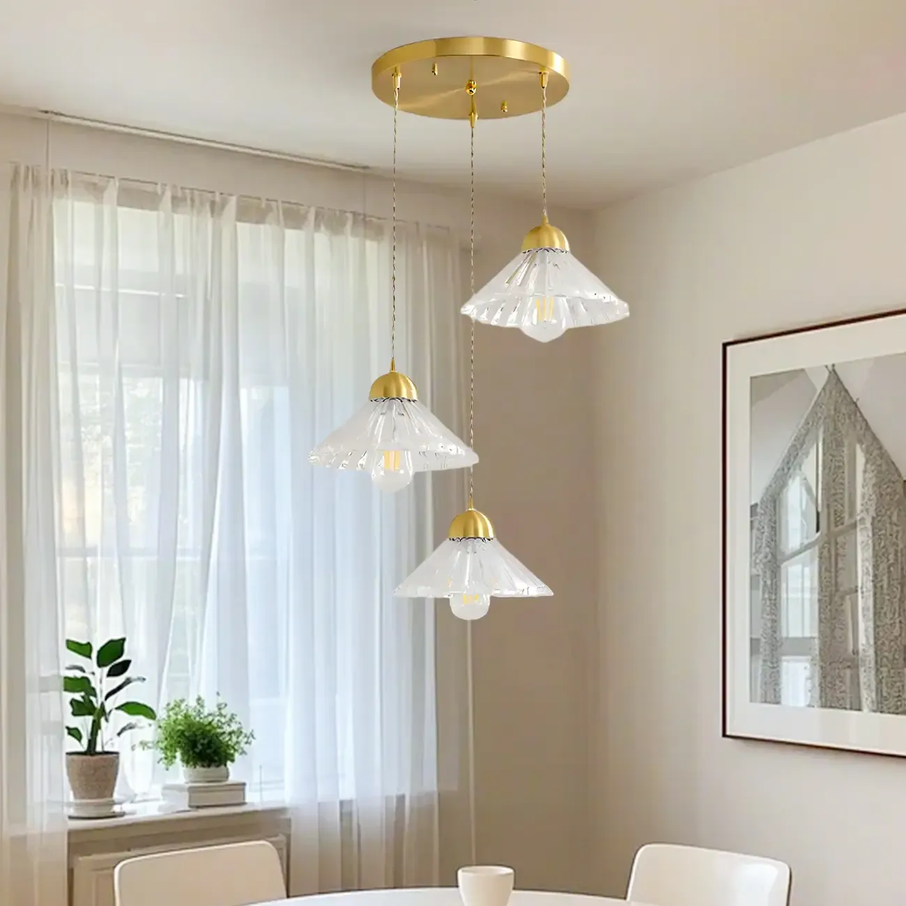 Modern Clear Glass Cluster Cone Pendant Light for Living Room Image - 1