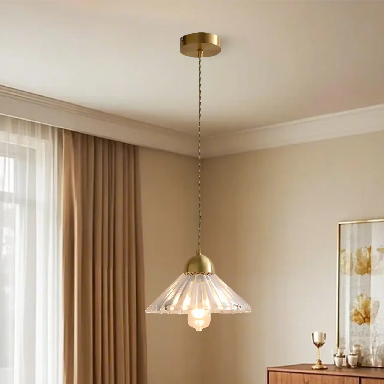 Modern Clear Glass Cluster Cone Pendant Light for Living Room Image - 2