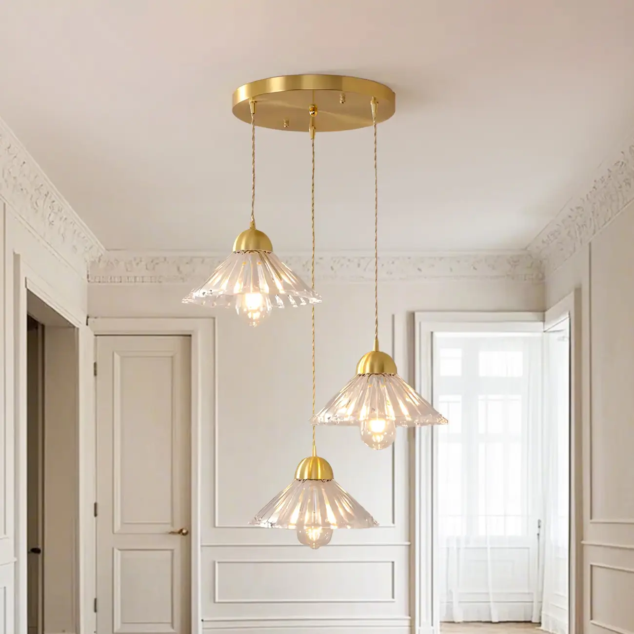 Modern Clear Glass Cluster Cone Pendant Light for Living Room Image - 3 | homeyfad