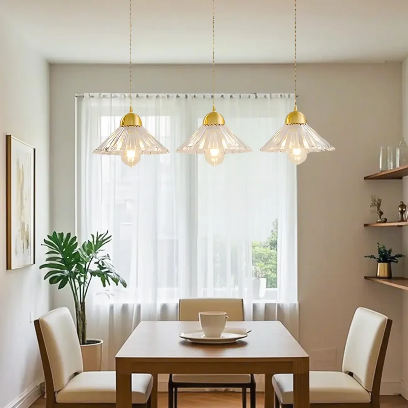 Modern Clear Glass Cluster Cone Pendant Light for Living Room Image - 4
